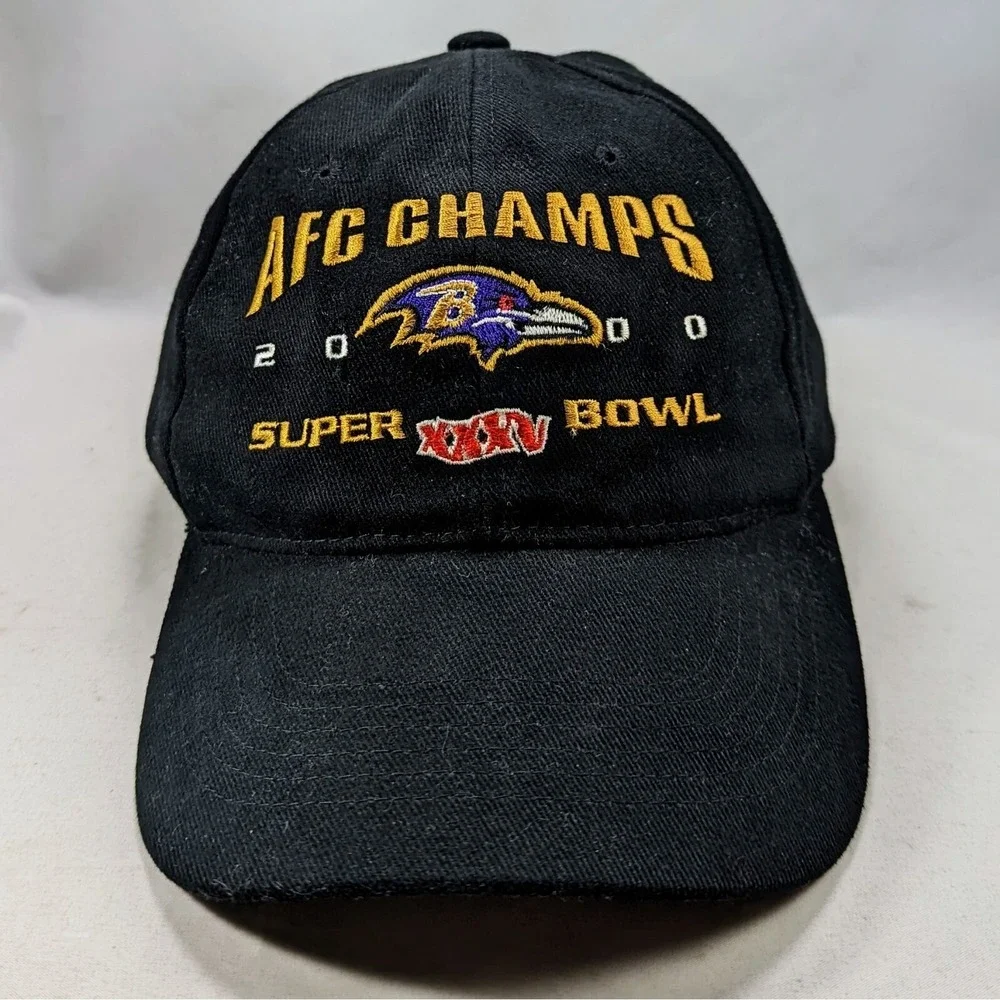 Vintage Baltimore Ravens 2000‎ Y2K AFC Champions Super Bowl Strapback Hat Cap